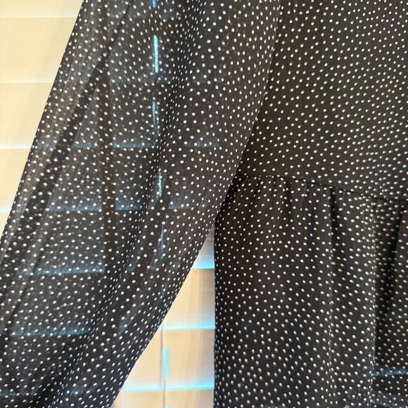 Loft Dotted Velvet Trim Peplum Blouse (Size: M) - Picture 3 of 5